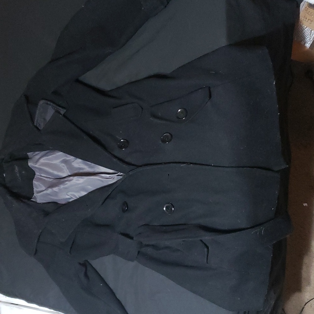 Calvin Klein double breasted black peacoat men women jacket
